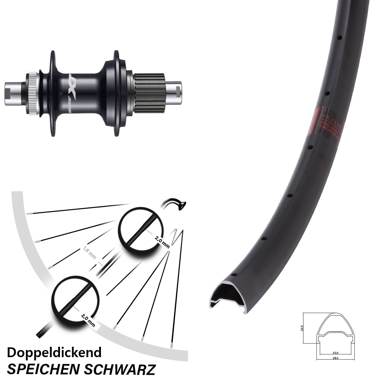 Centerlock Hinterrad 29 Zoll KX Clue Shimano FH-M8110 Micro Spline