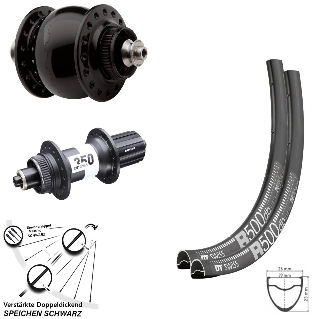 Laufradsatz für Schnellspanner 29 Zoll DT Swiss R500 -350 Road SON 28 11-12 fach