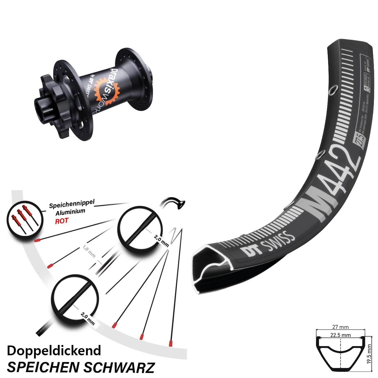Disc Vorderrad 15x100 28 Zoll DT Swiss M 442-350