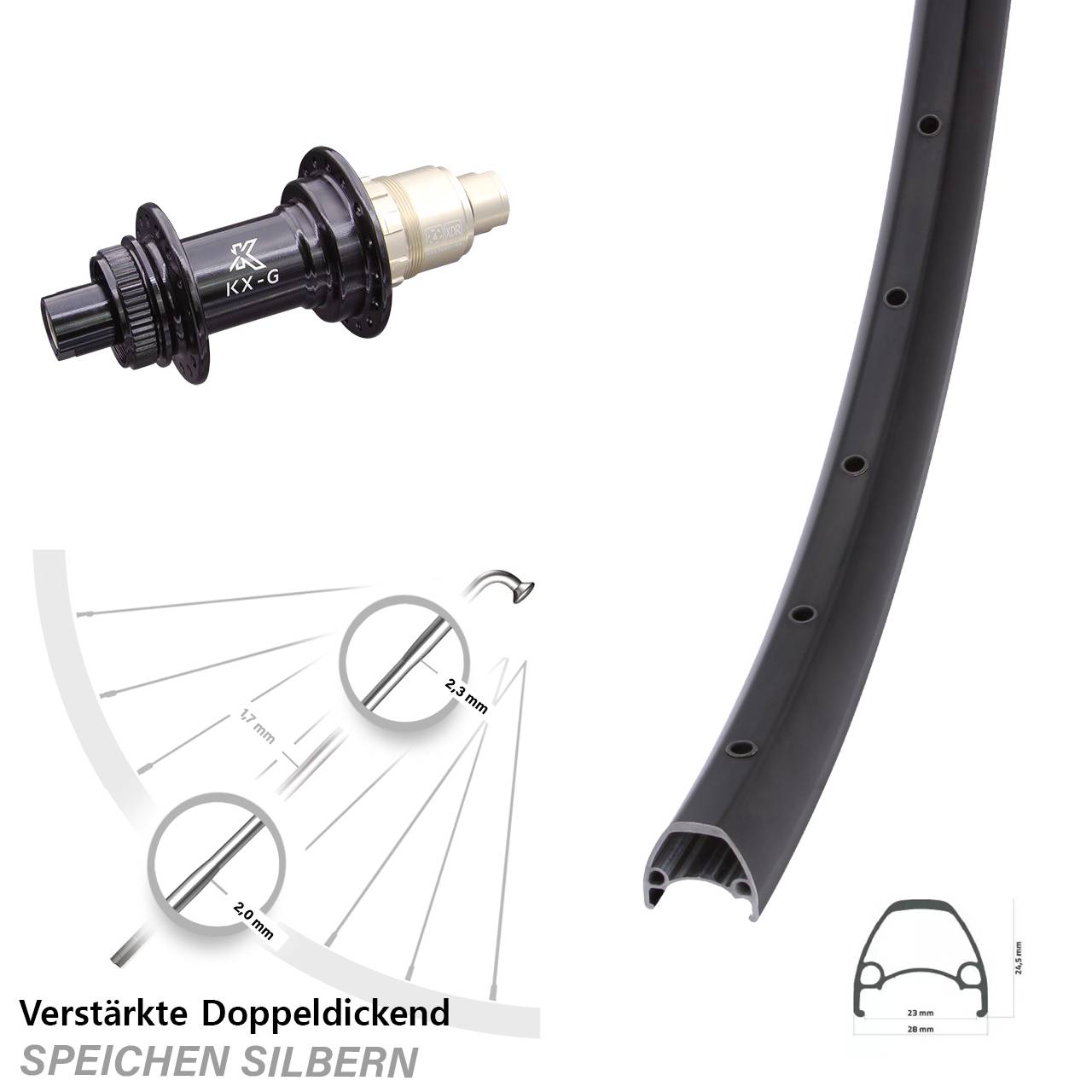 Ambrosio Sport KX-G 28 Zoll Centerlock Hinterrad 12x142 SRAM XDR