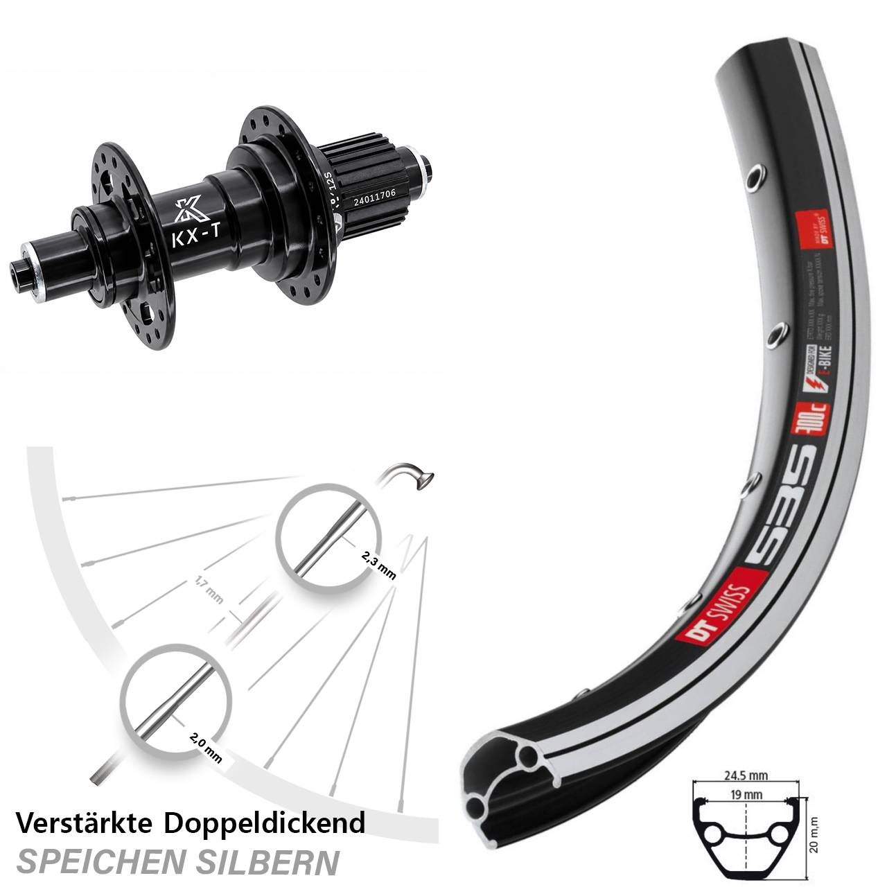 Hinterrad 28 Zoll DT Swiss 535 KX-T Micro Spline QR