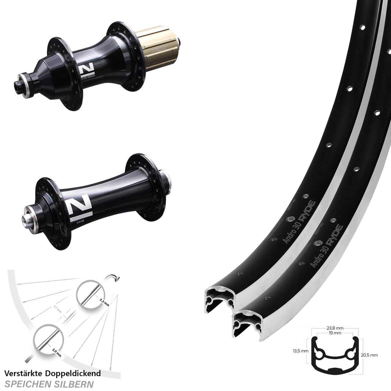 Laufradsatz für Schnellspanner 28 Zoll Ryde Andra 30 Novatec A141SB F162 8-12 fach