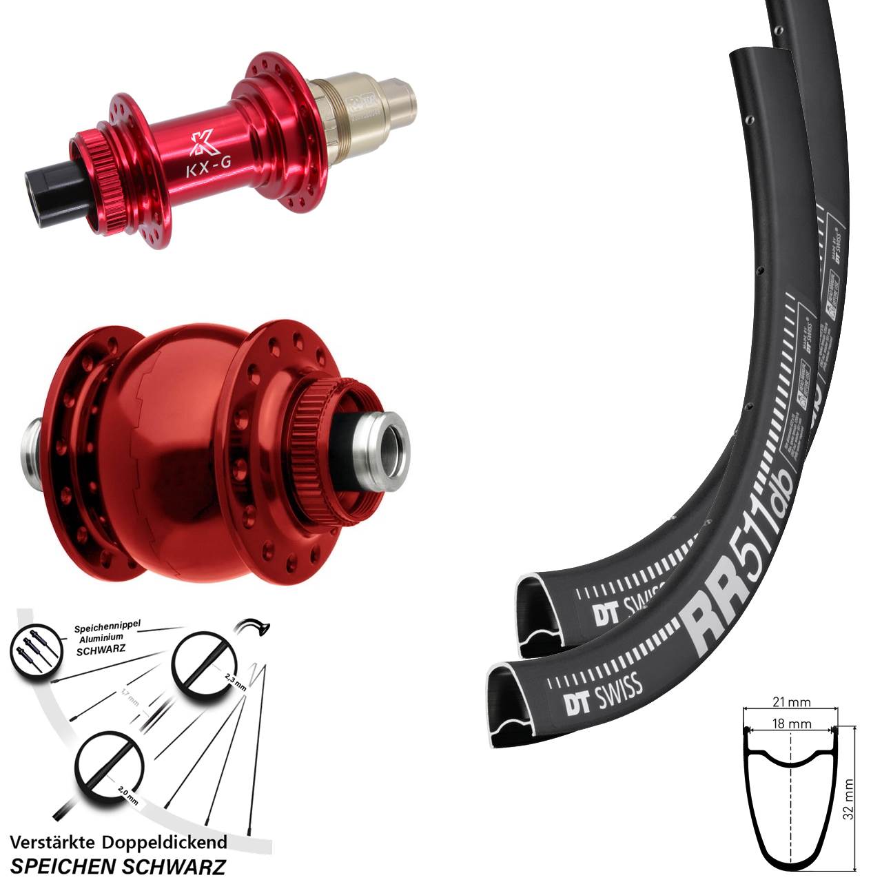 DT Swiss RR 511 KX-G rot SON 28 Zoll Disc Laufradsatz 12x100/142 SRAM XDR