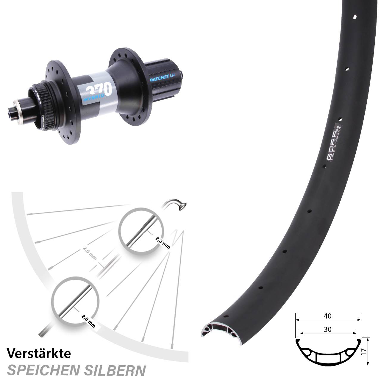27,5 Zoll Gora 35 DT Swiss 370 Hybrid Boost Disc Hinterrad QR Boost 8-11 fach HG