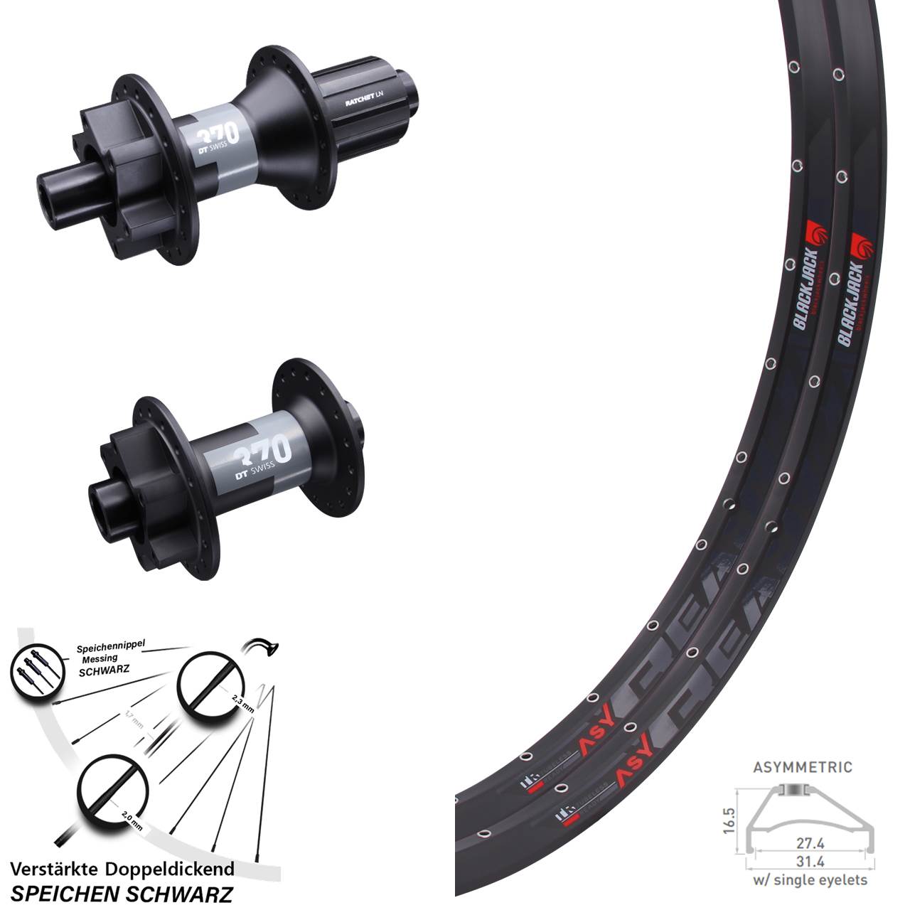 650B Rodi Ready 27 DT Swiss 370 Disc Laufrad-Satz 15x100 12x142 8-11 fach