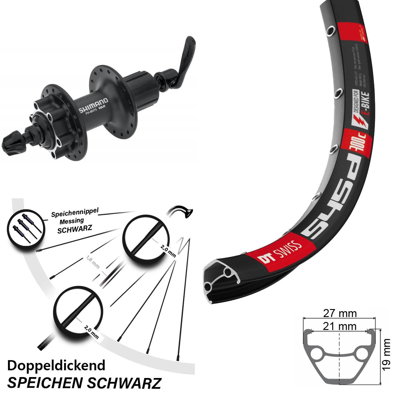 Disc Laufrad 26 Zoll DT Swiss 545d Shimano Alivio 8-11 fach QR