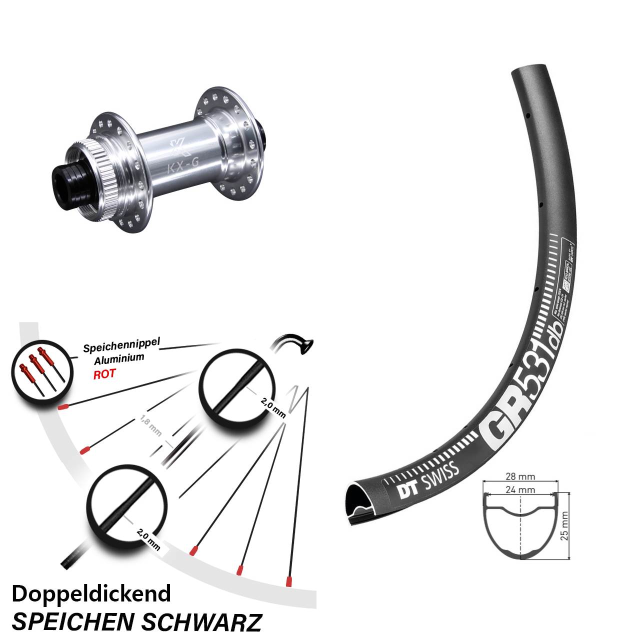 DT Swiss GR 531 KX-G 28-29 Zoll Centerlock Vorderrad 15x100