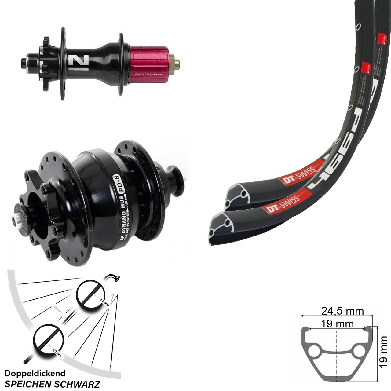 28-29 Zoll DT Swiss 466d Novatec Superlight SP PD-8 Disc 6-Loch Laufradsatz QR 8-12 fach
