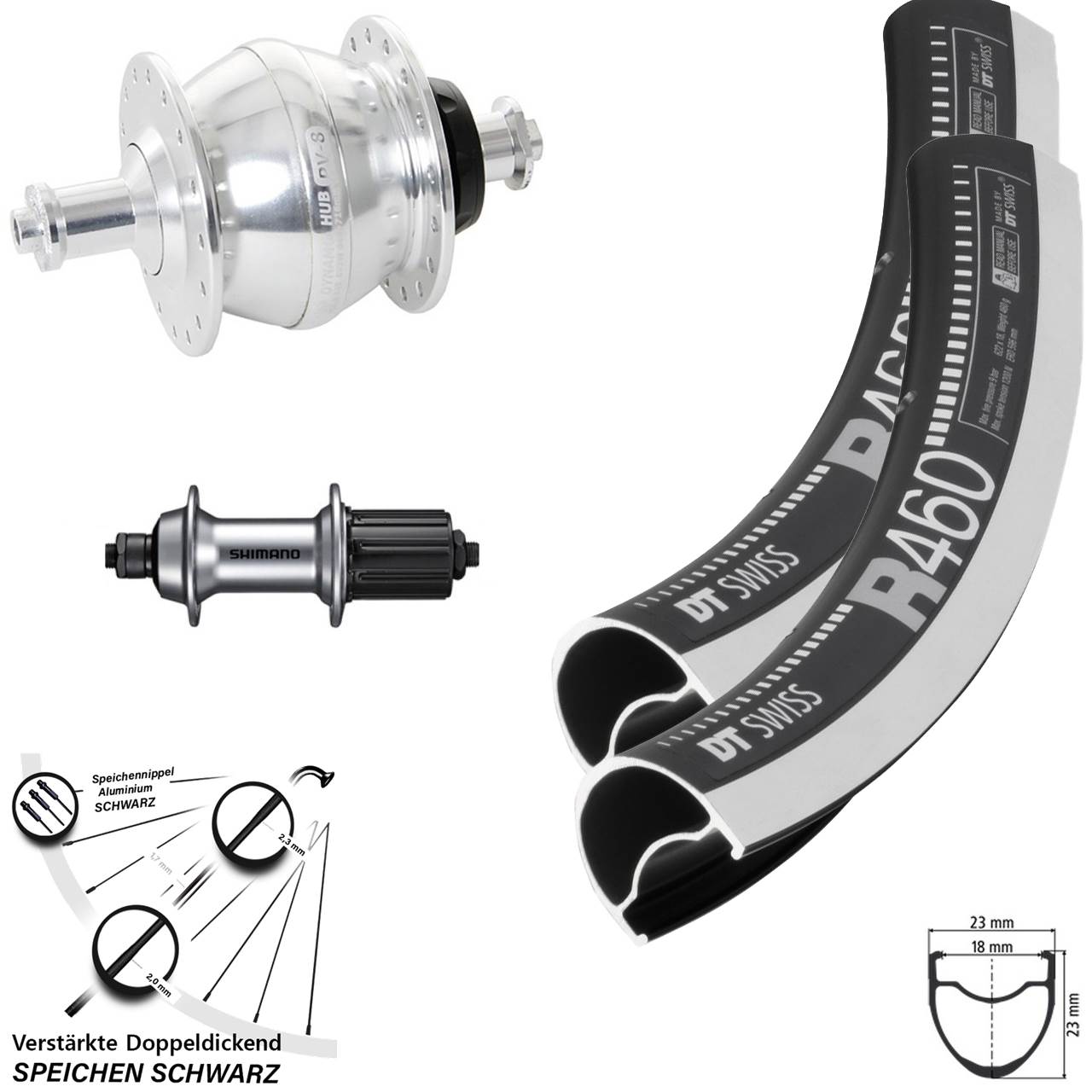 DT Swiss R 460 Shimano FH-RS400 Shutter PV-8 28 Zoll Laufradsatz QR 8-11 fach
