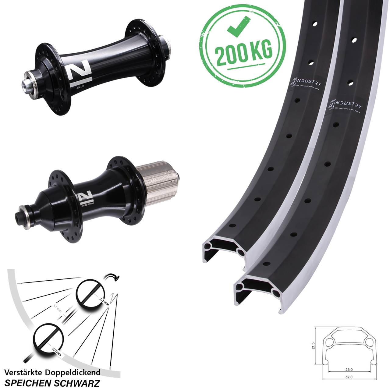 26 Zoll KX Industry Novatec A141 F162 Heavy Duty Laufradsatz QR 8-12 fach HG