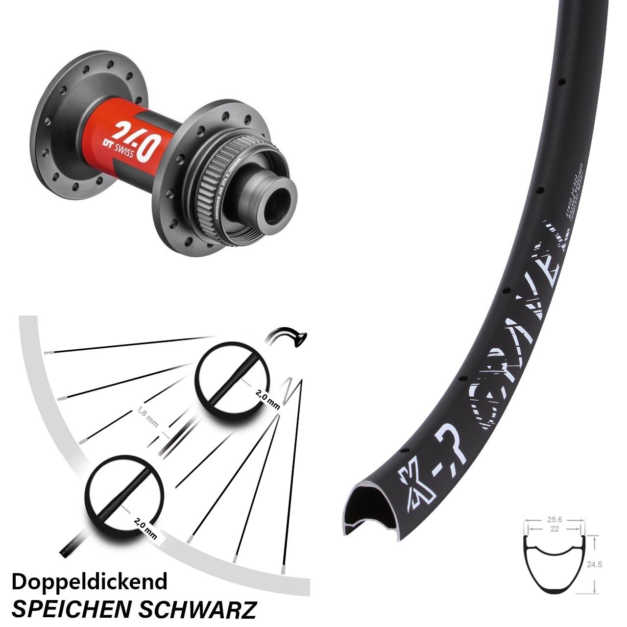 28-29 Zoll KX-R Gravel DT Swiss 240 Road 12x100 Vorderrad