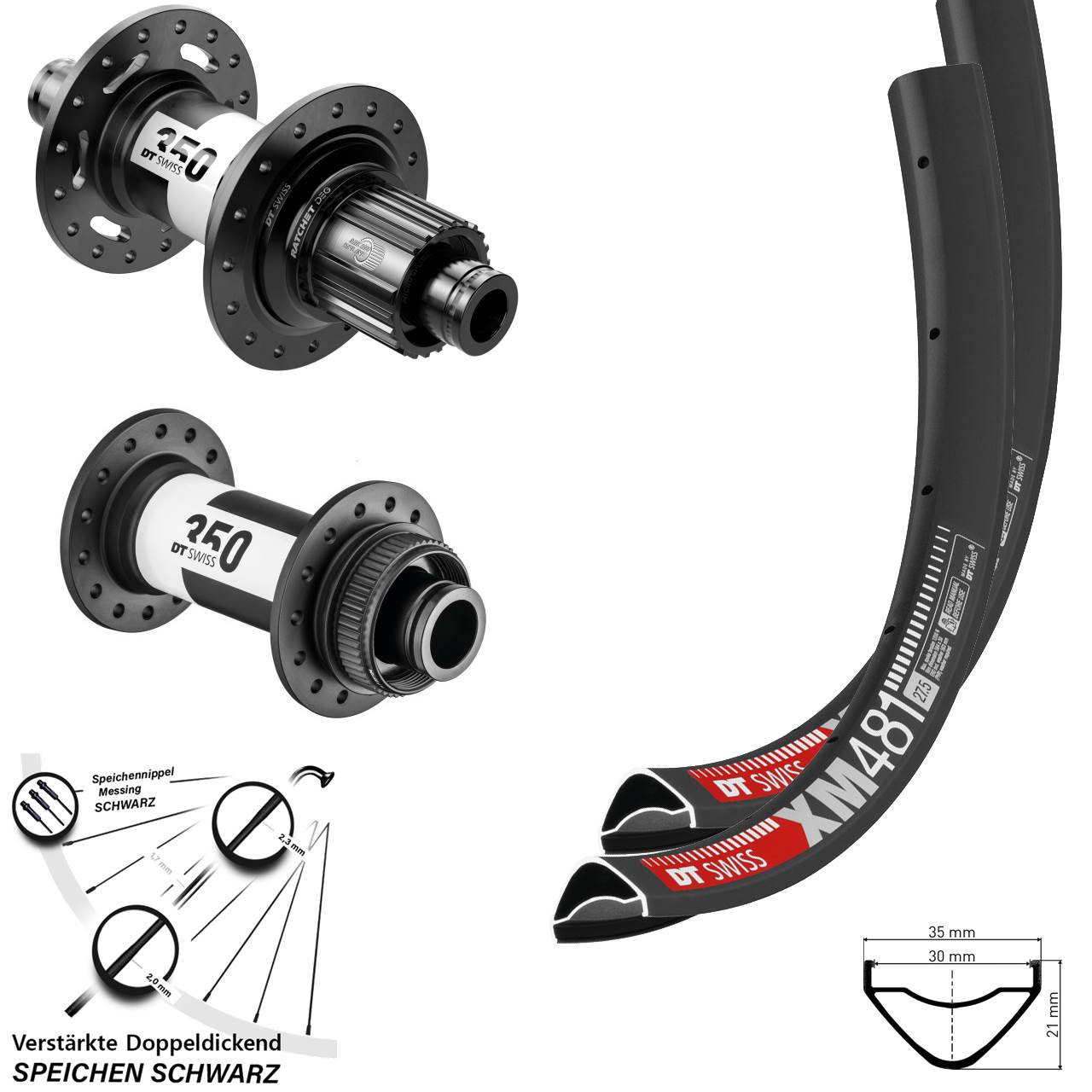 DT Swiss XM481 350 DT Swiss DEG72 27,5 Zoll Laufradsatz Centerlock Boost Micro Spline