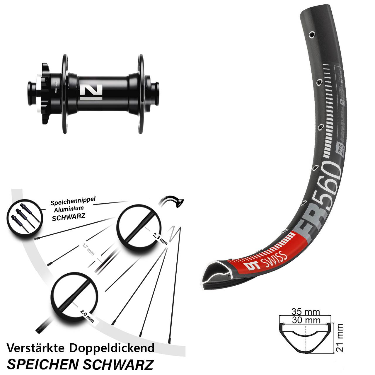 Disc Vorderrad 26 Zoll DT Swiss FR560 Novatec D041SB 15x110 Boost