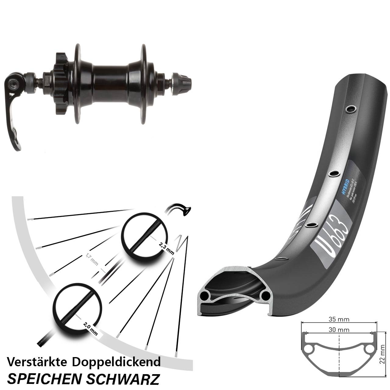 DT Swiss U663 Novatec 26 Zoll 6-Loch Vorderrad QR
