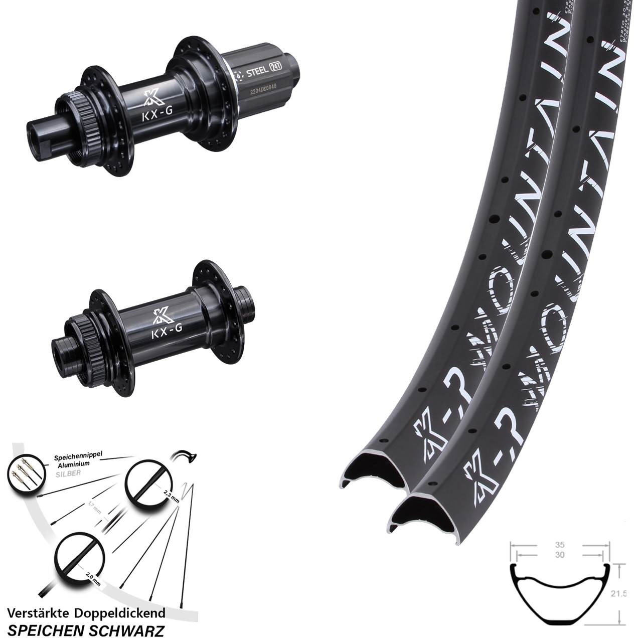 27,5/29 Zoll KX-GSR Mountain 8-12 fach Laufradsatz Centerlock 12x100/142