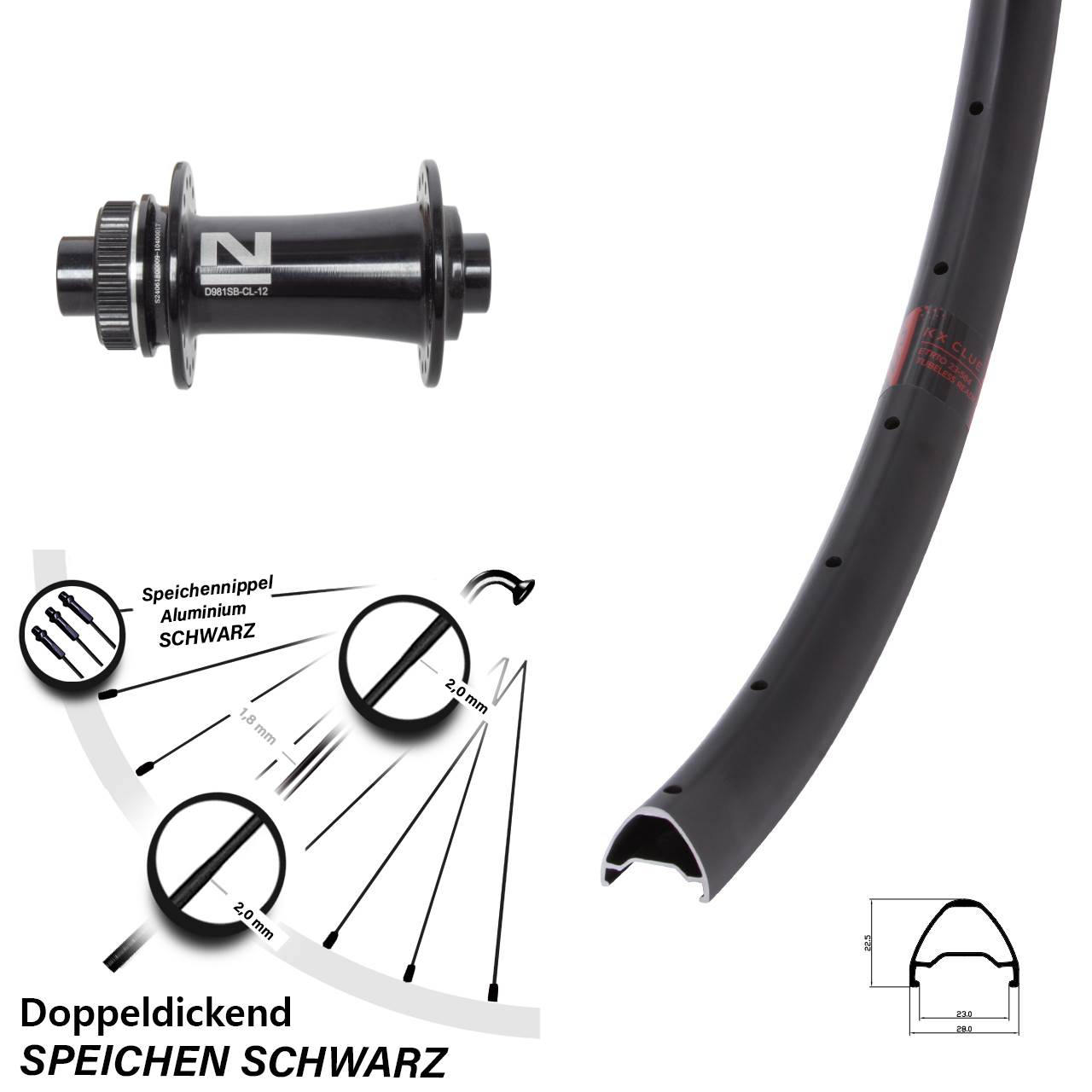 650B KX Clue Novatec D981 Disc Laufrad 12x100
