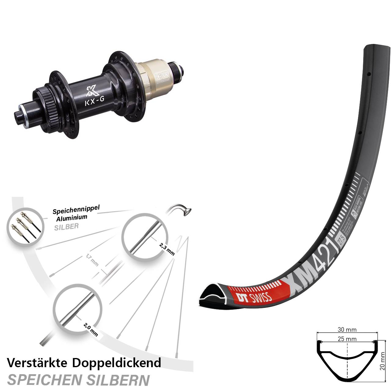 Hinterrad Centerlock für Schnellspanner 29 Zoll DT Swiss XM 421 KX-G XDR