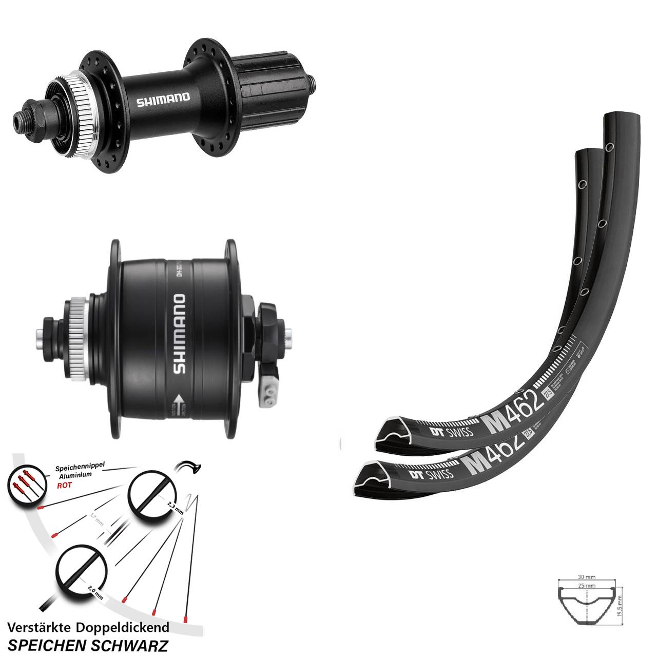 DT Swiss M462 Shimano DH-3D37 FH-M4050 27,5 Zoll Laufradsatz Centerlock QR 8-11 fach