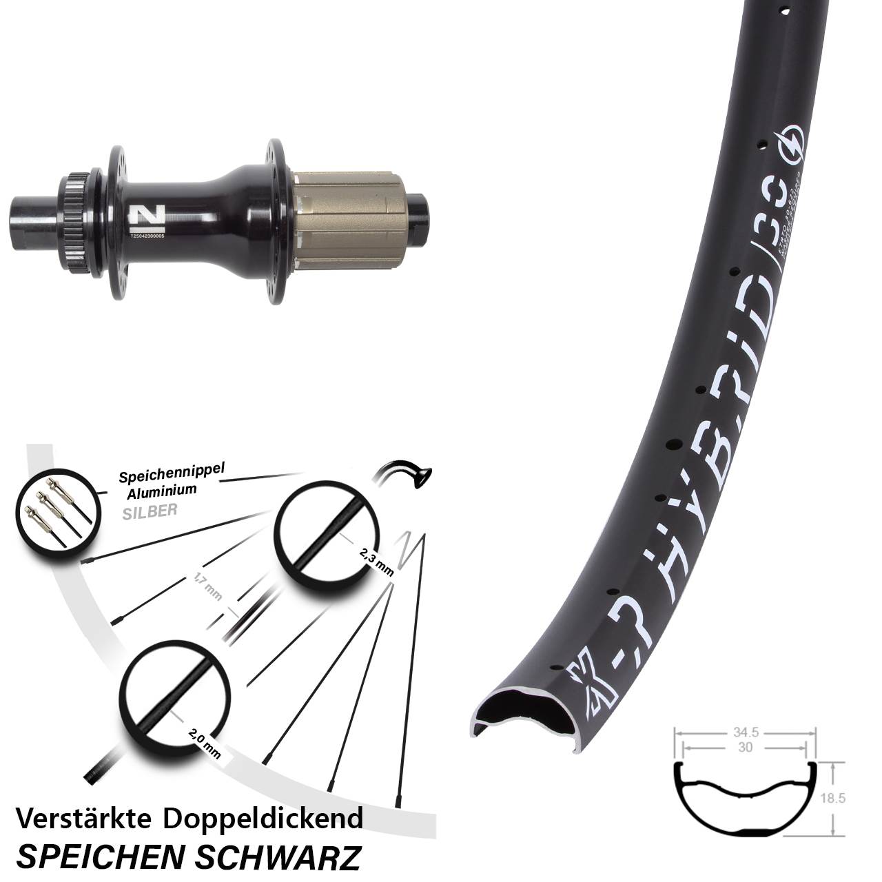 Disc Hinterrad 29 Zoll KX-R Hybrid 30 Novatec D792 8-12 fach HG 12x142