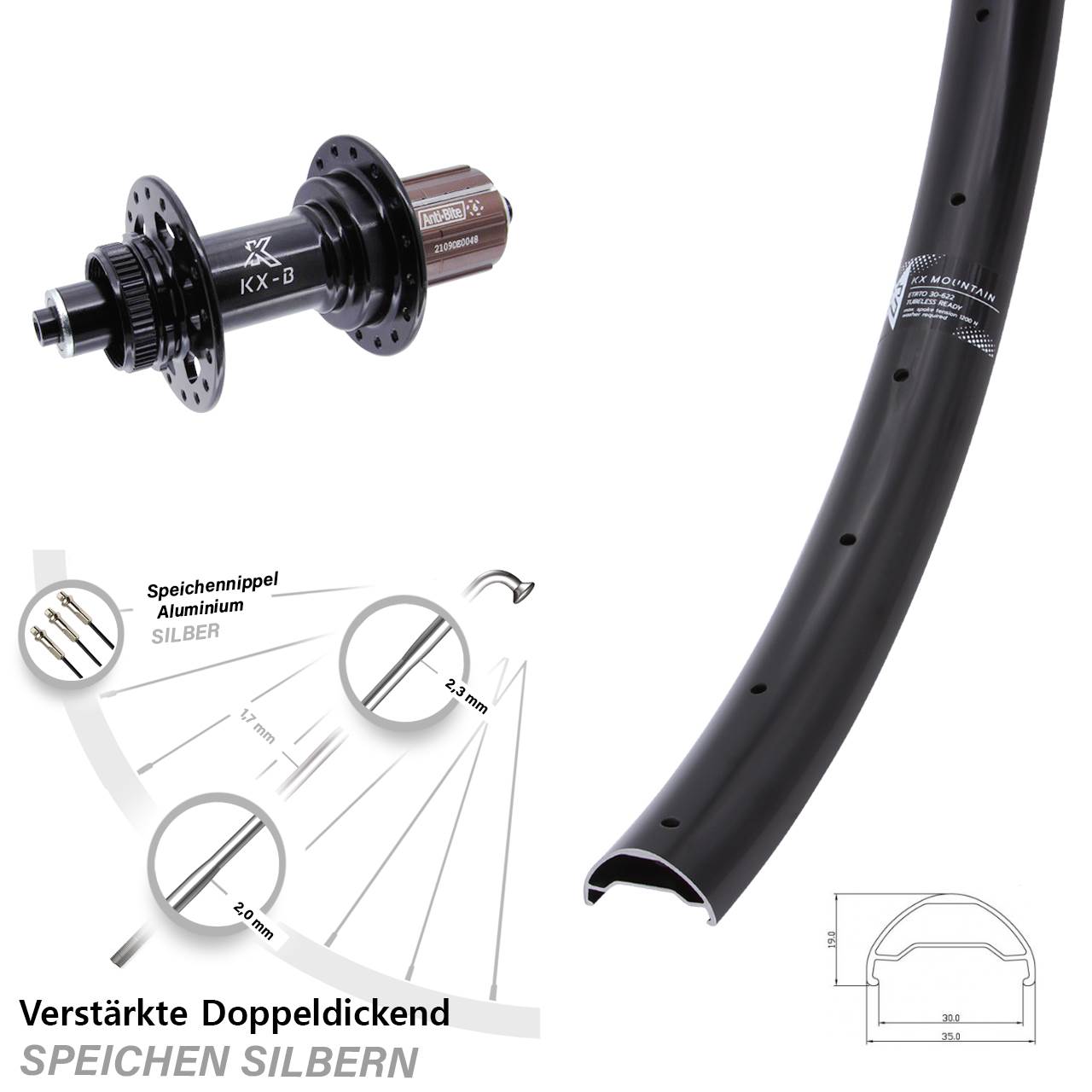 KX-B Mountain TR 29 Zoll Disc Laufrad für Schnellspanner Boost 8-12 fach