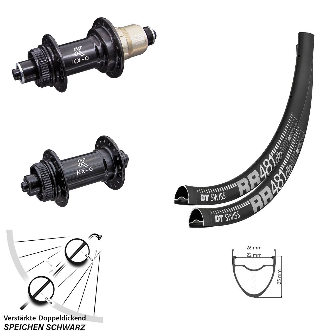 Centerlock Laufradsatz für Schnellspanner 28 Zoll DT Swiss RR481 KX-G XDR 11-12 fach
