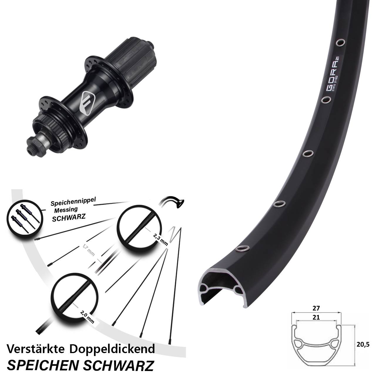 28-29 Zoll Gora 21 Formula CL-52 Disc Laufrad für Schnellspanner 8-11 fach HG