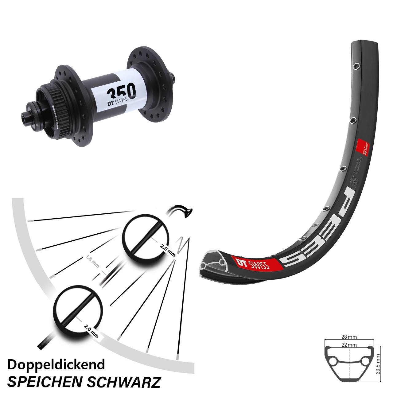 29 Zoll DT Swiss 533 D-350 Disc Laufrad für Schnellspanner