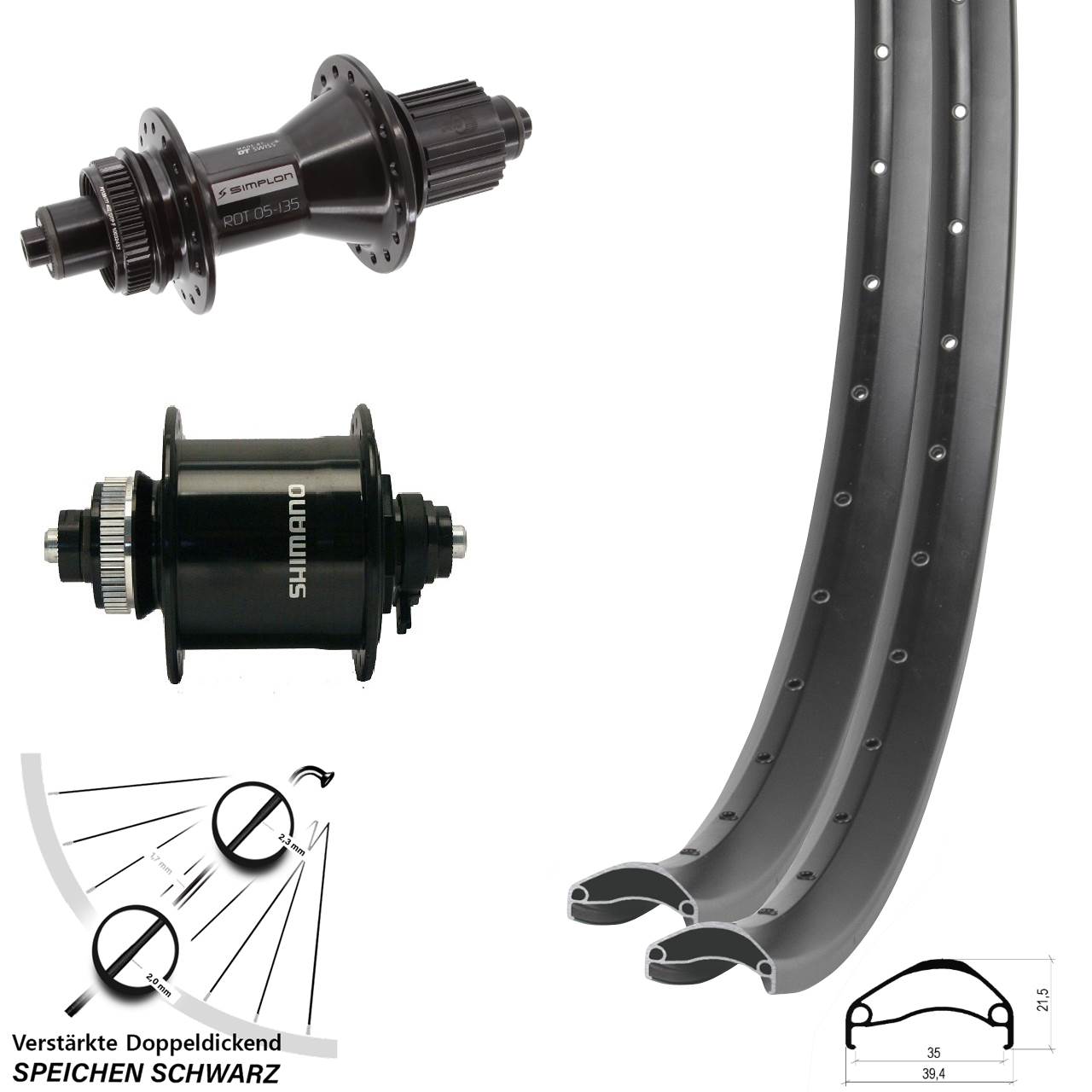 Centerlock Laufradsatz 29 Ambrosio E35 DT Swiss 370 Hybrid DH-UR700-3D Micro Spline QR
