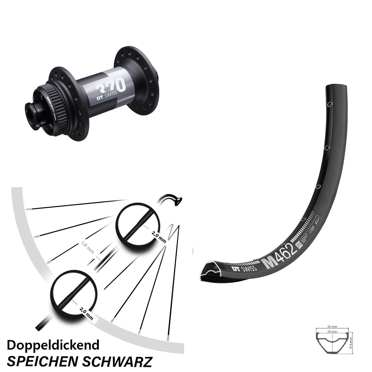 DT Swiss M 462 370 27,5 Zoll Disc Laufrad 15x100