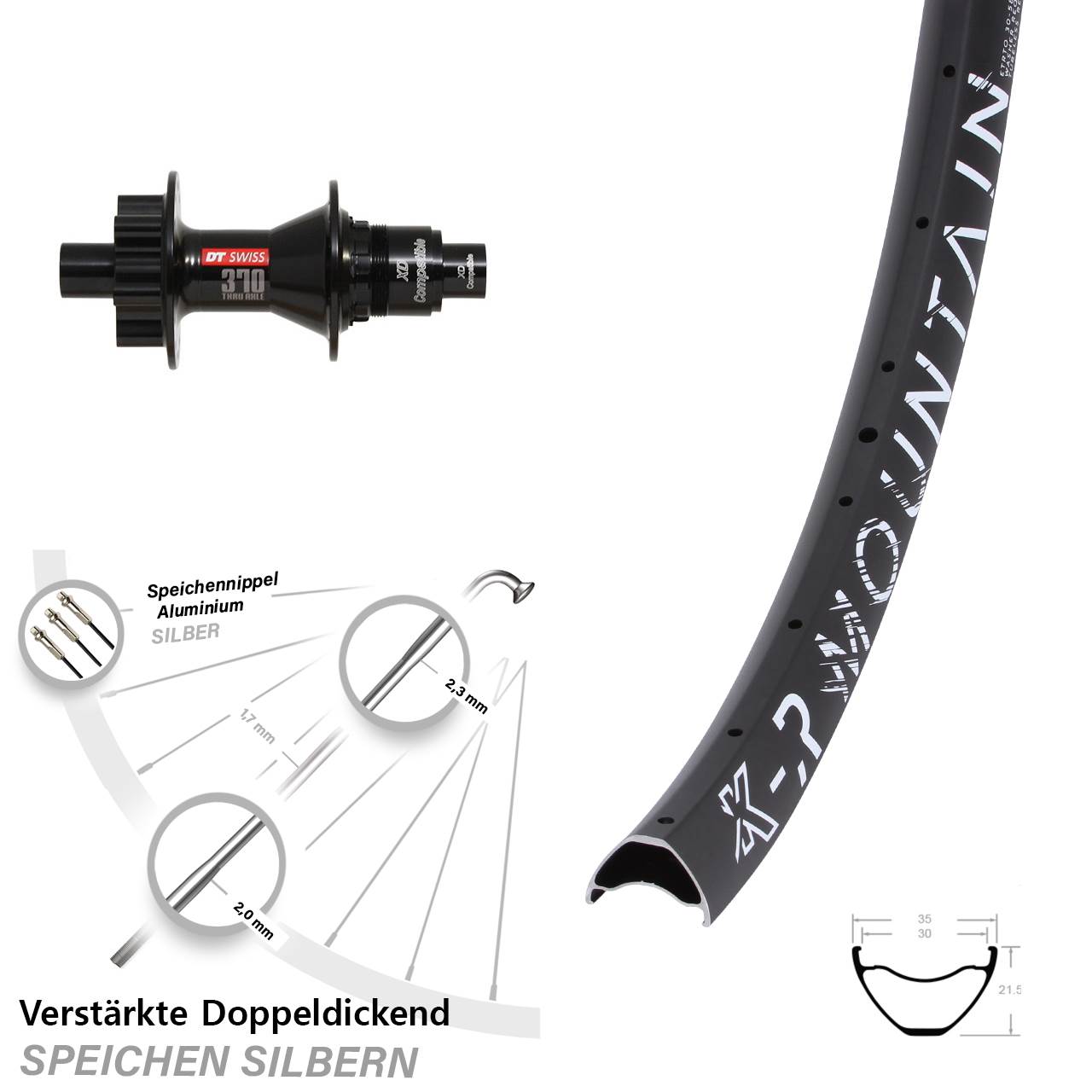 Disc Laufrad 29 Zoll KX-R Mountain DT Swiss 370 SRAM XD 12x142