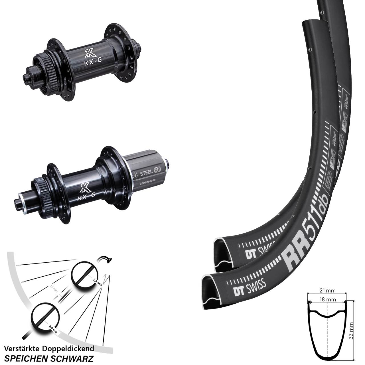 Disc Laufradsatz 28 Zoll DT Swiss RR511 KX-GS verstärkt 8-12 fach QR
