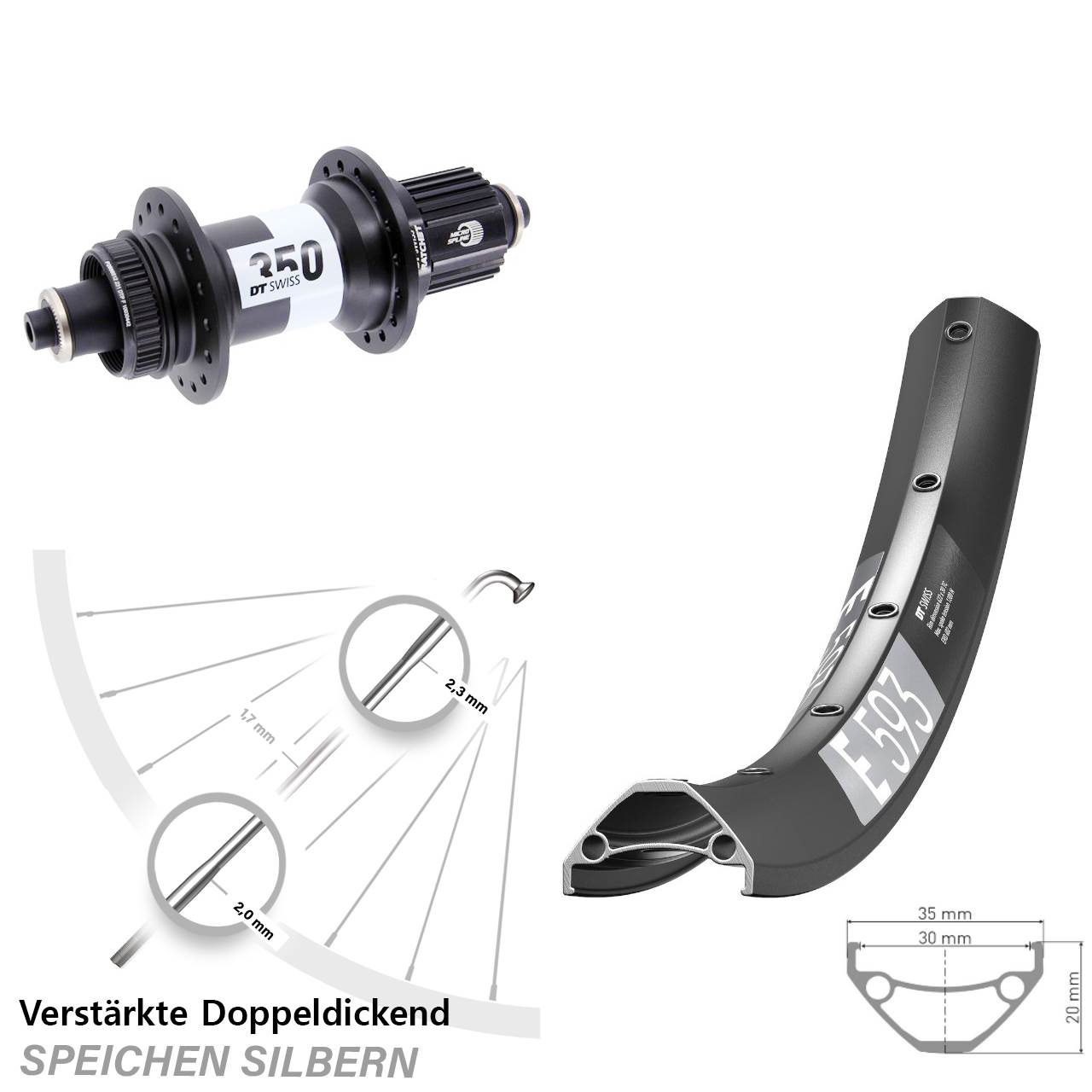 Disc Hinterrad 29 Zoll DT Swiss E593 350 Ratchet 36 Shimano Micro Spline QR