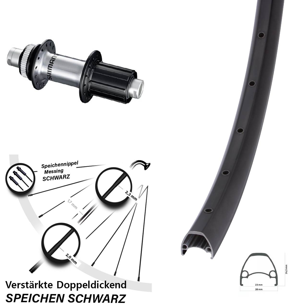 Disc Hinterrad 12x142 28 Zoll Ambrosio Sport Shimano FH-RS770 8-12 fach HG