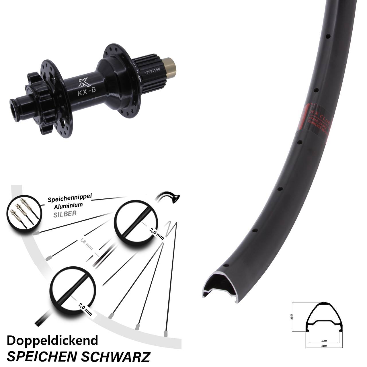 29 Zoll KX Clue KX-B 6-Loch Hinterrad 12x148 Shimano Micro Spline