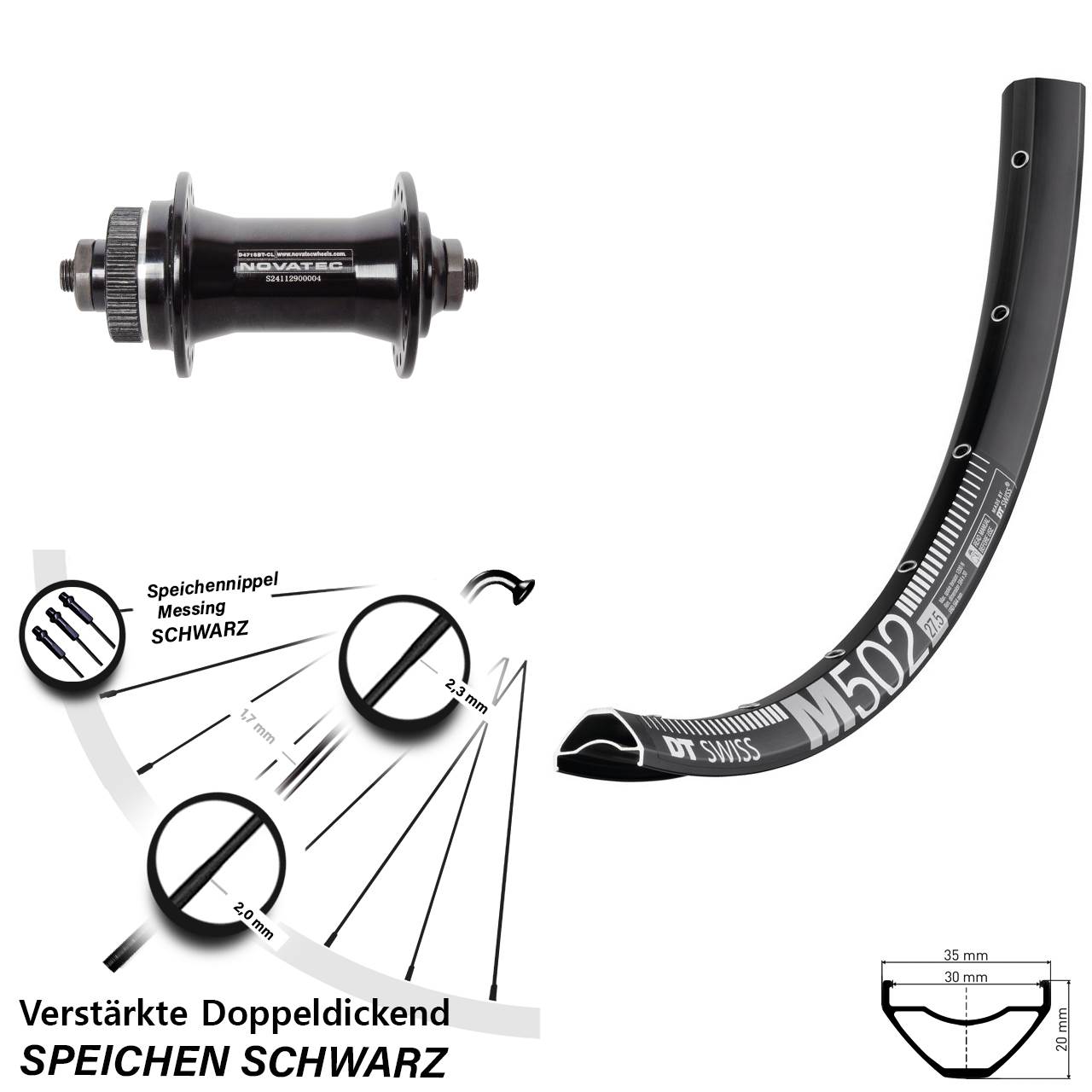 Disc Laufrad QR 29 Zoll DT Swiss M502 Novatec D471