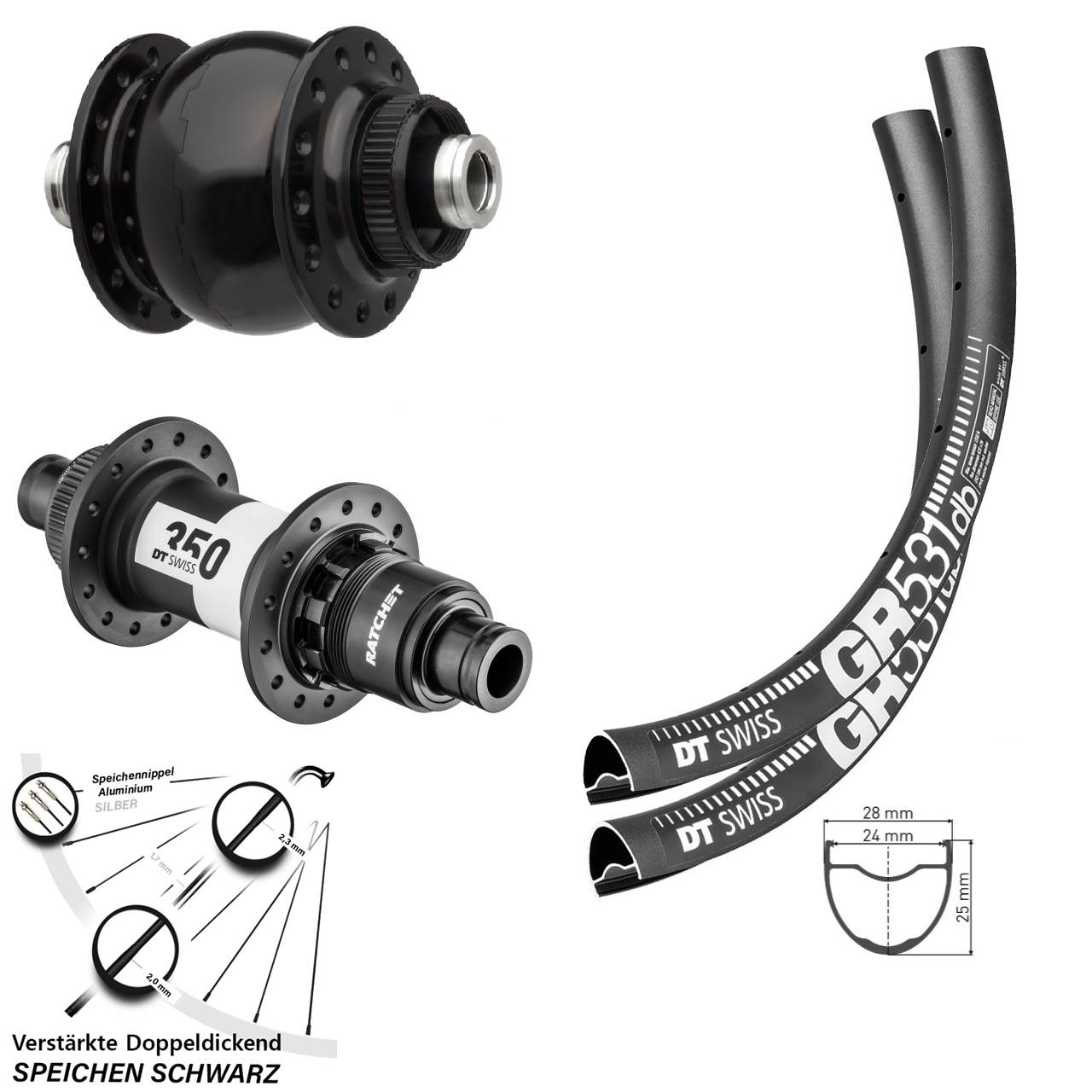 DT Swiss GR531 350 Ratchet 36 SON delux 29 Zoll Laufradsatz Centerlock 12x100/142 XDR 11