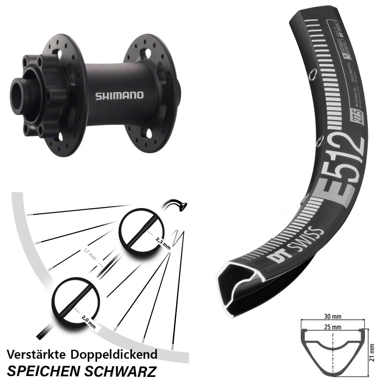 DT Swiss E512 Shimano Deore XT 27,5 Zoll Disc Vorderrad 15x100