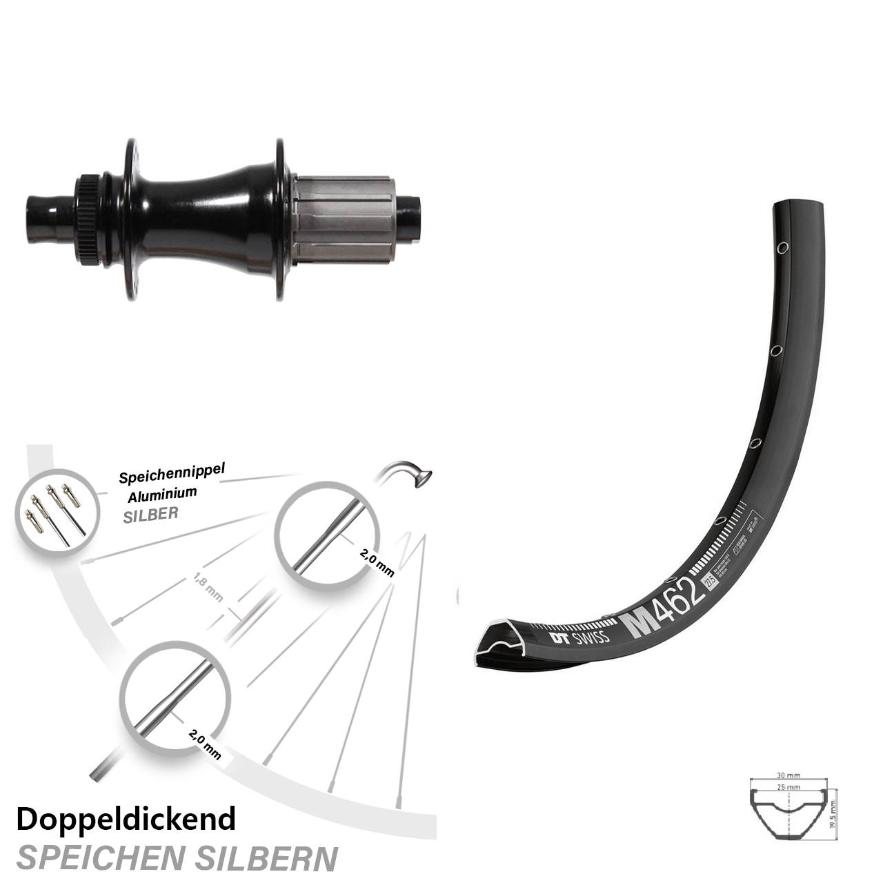 DT Swiss M 462 Hinterrad 29 Zoll Formula Boost Nabe MTB 11-fach Centerlock
