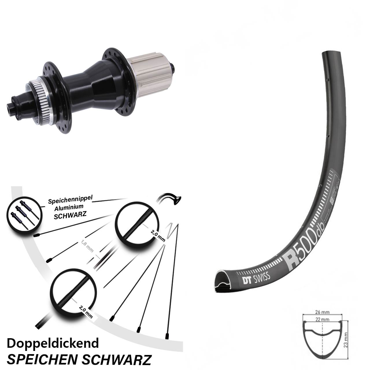 DT Swiss R500 28 Zoll Hinterrad Novatec 8-12 fach