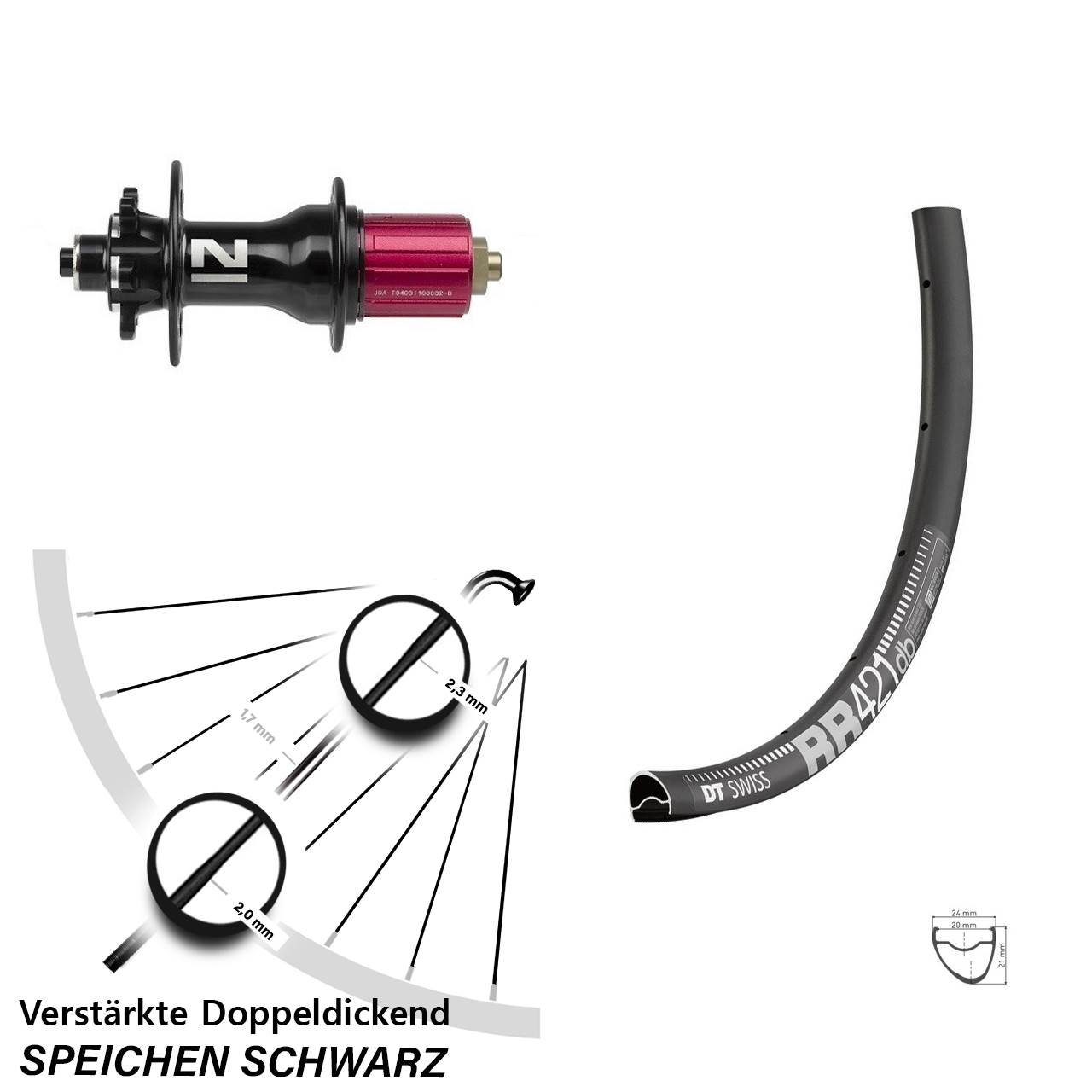 DT Swiss RR421 Novatec D792SB 28 Zoll Disc Laufrad QR 8-12 fach HG