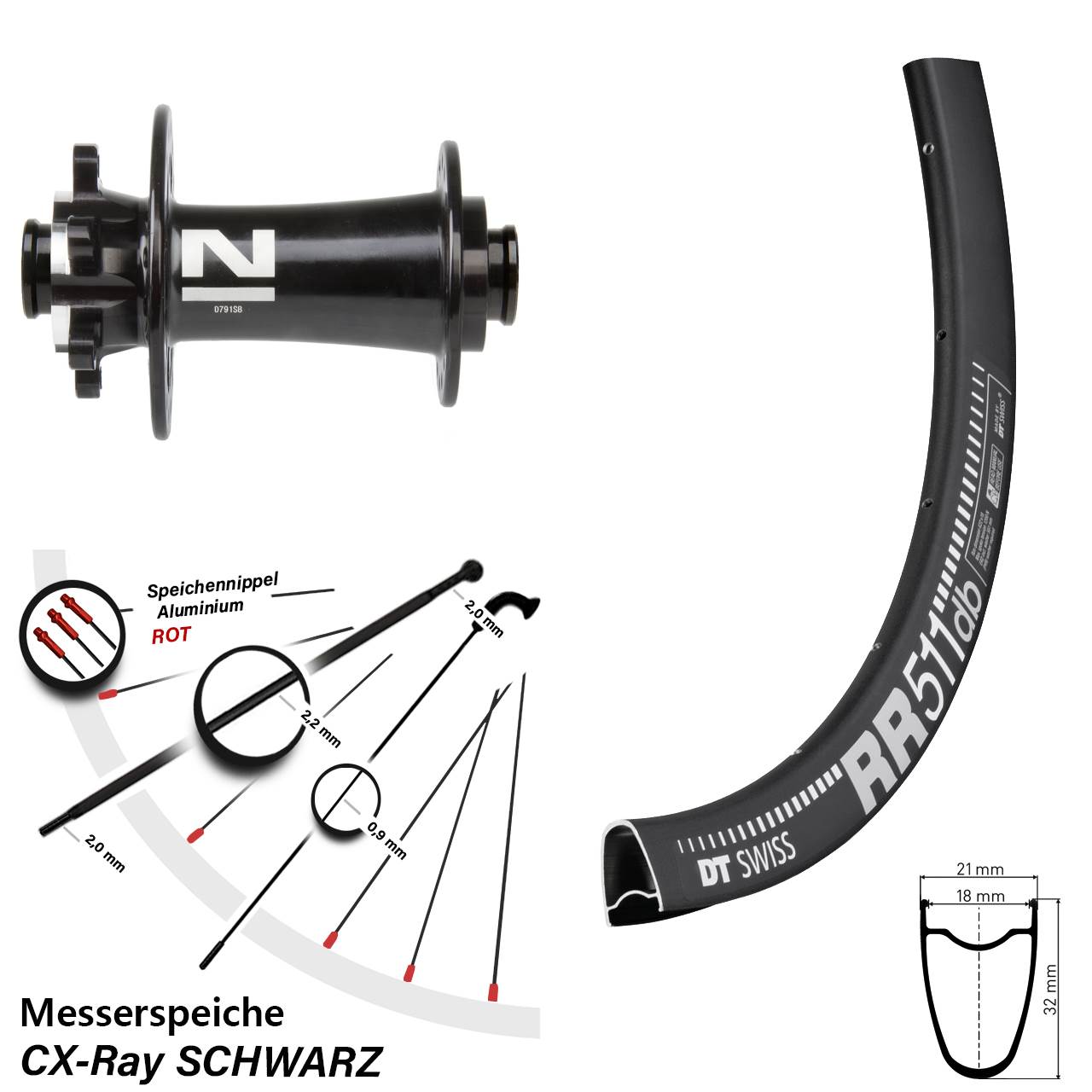 28 Zoll DT Swiss RR511 Novatec D791 Disc Laufrad 12x100 CX-Ray