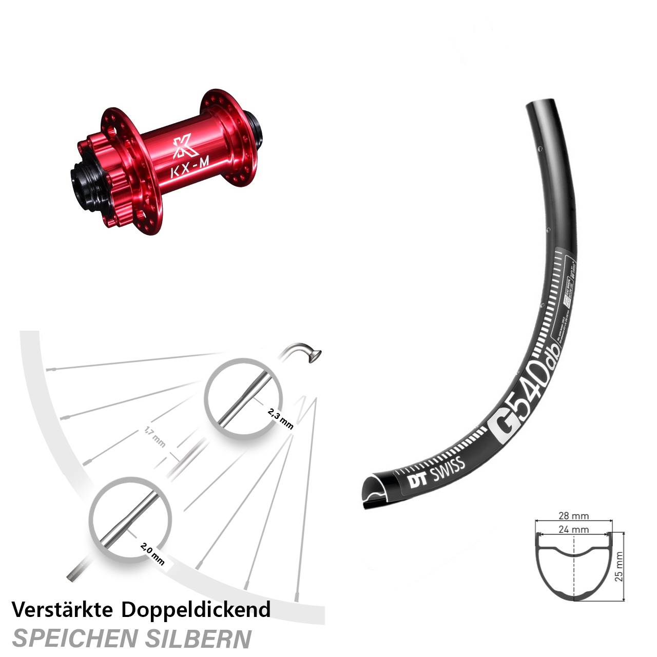Disc Laufrad 12x100 29 Zoll DT Swiss G 540 KX-M rot