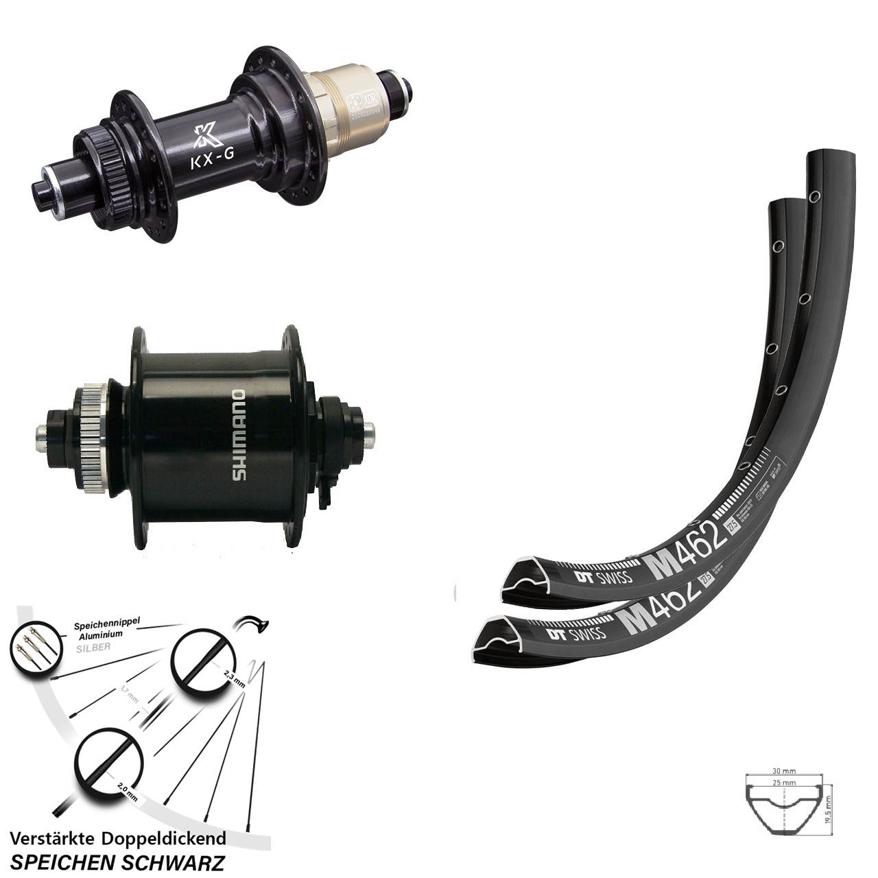 DT Swiss M 462 KX-G Shimano DH-UR700 27,5 Zoll Disc Laufrad-Satz QR XDR