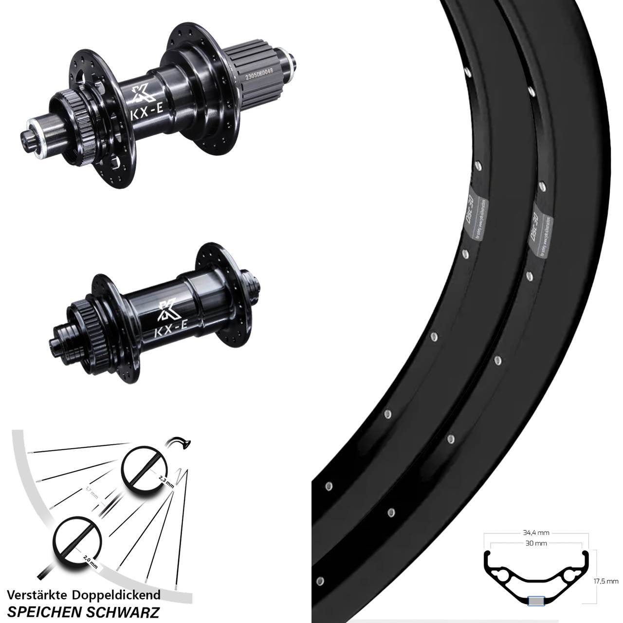Ryde Disc 30 KX-E Heavy Duty 29 Zoll Laufradsatz für Schnellspanner Micro Spline