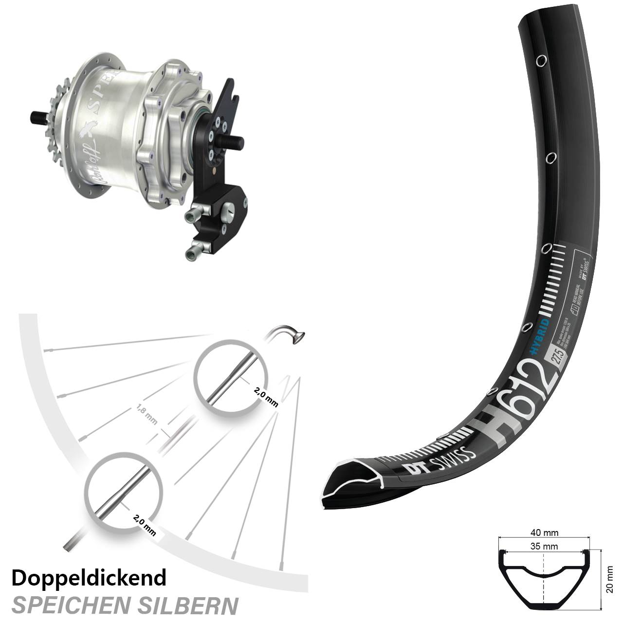 27,5 Zoll DT Swiss H 612 Rohloff Speedhub TS DB OEM2