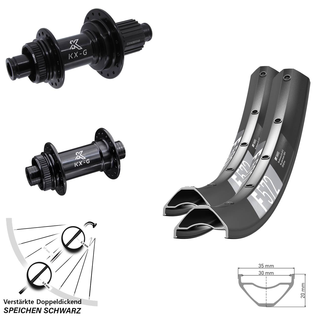 Disc Laufradsatz 29 Zoll DT Swiss F 572 KX-GS Heavy Duty Micro Spline 15x100 12x142