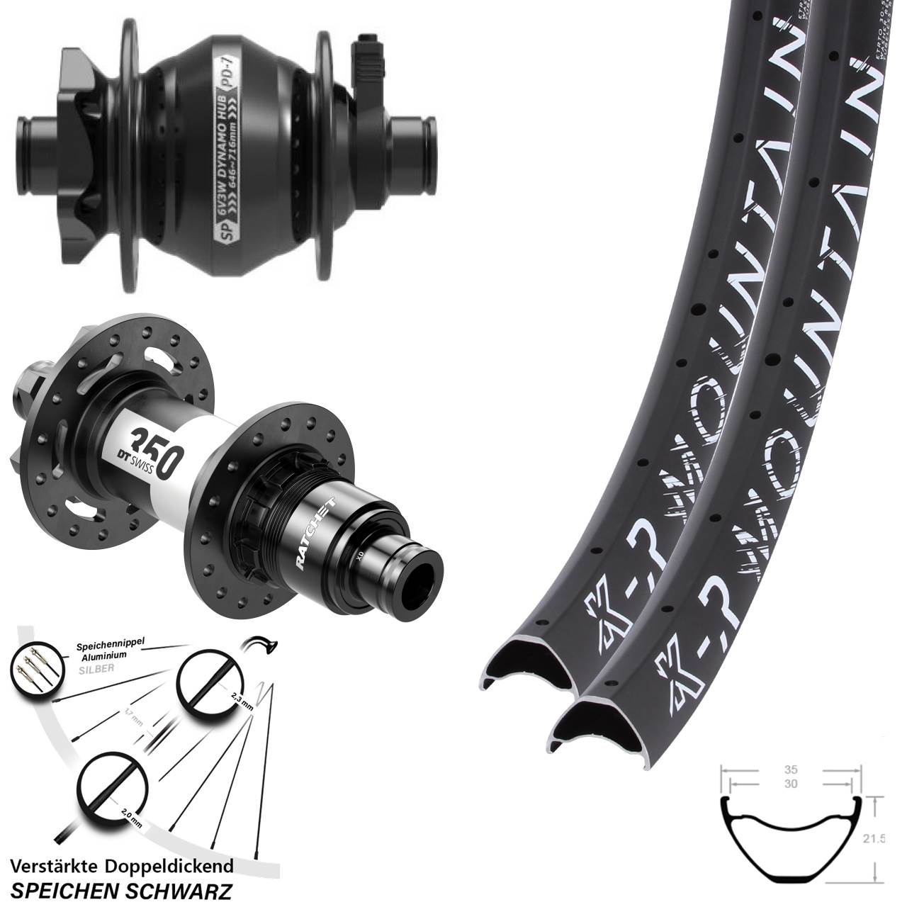 29 Zoll KX-R Mountain SP PD-7 DT Swiss 350 XD Disc Laufradsatz 12x100/142