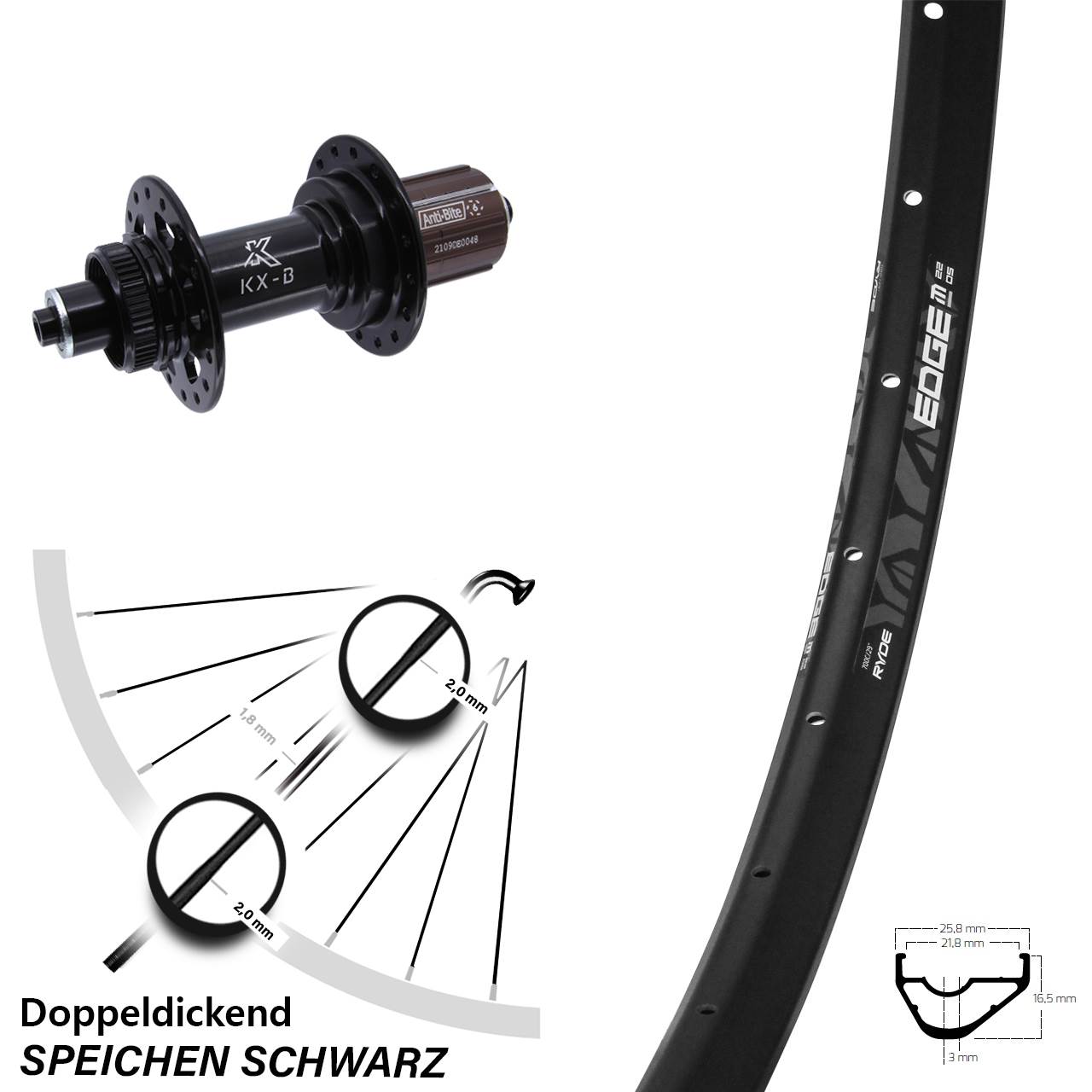 Boost Disc Hinterrad für Schnellspanner 28 Zoll Ryde Edge M22 OS KX-B 8-12 fach