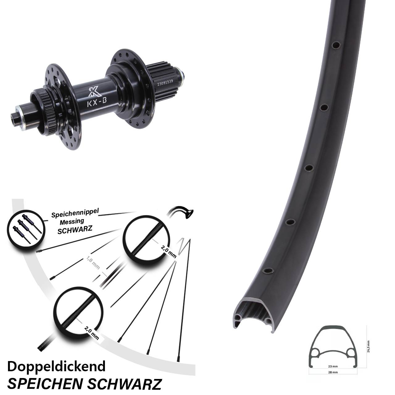 Laufrad 28 Zoll Ambrosio Sport KX-B Centerlock 5x141 Boost Micro Spline