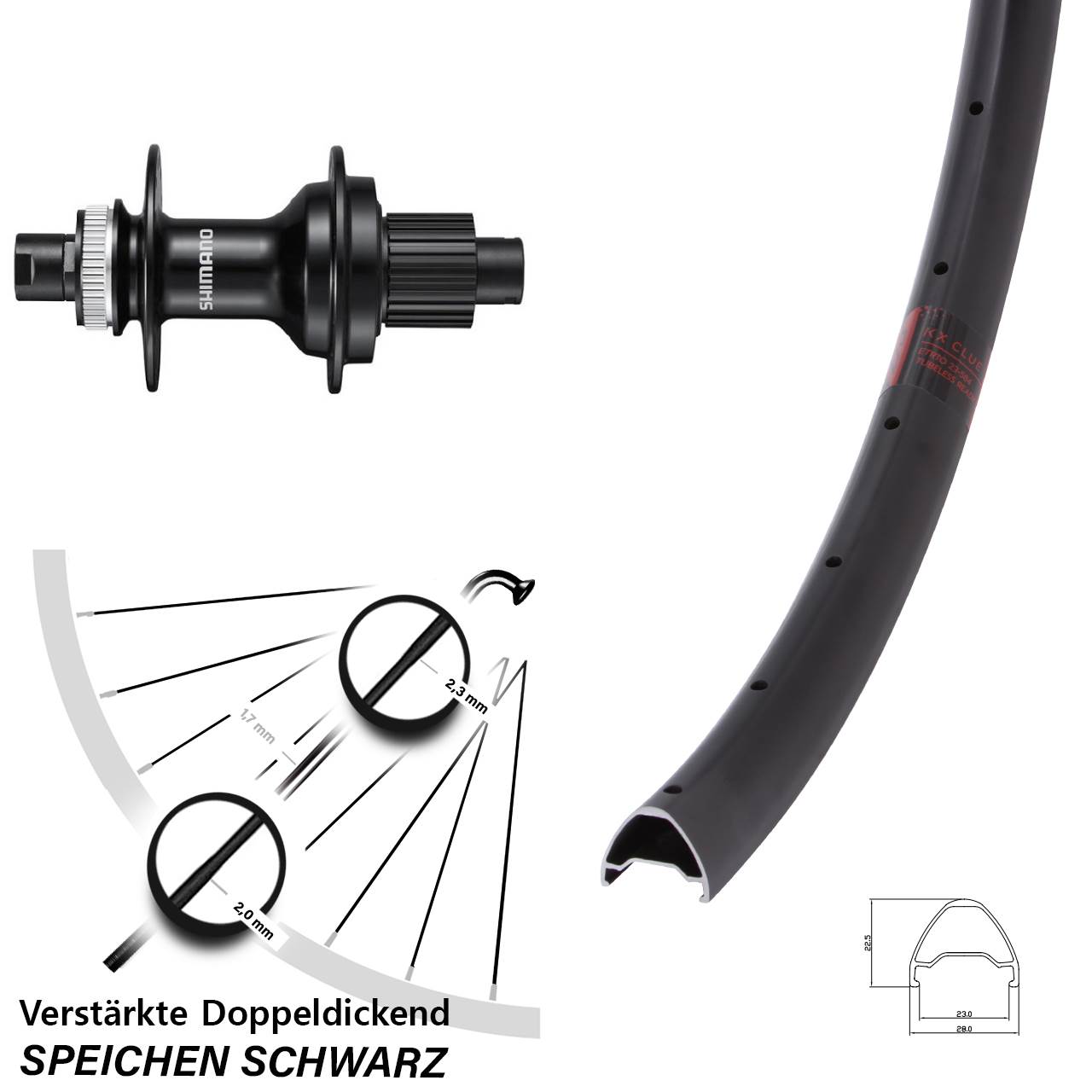 Disc Hinterrad 12x142 28 Zoll KX Clue Shimano FH-MT510 Micro Spline